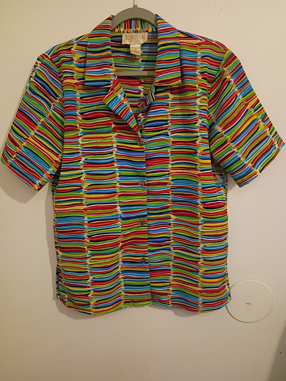 VTG Jordan Women's Multicolor Striped‎ Short-Sleeve Shirt Sz M